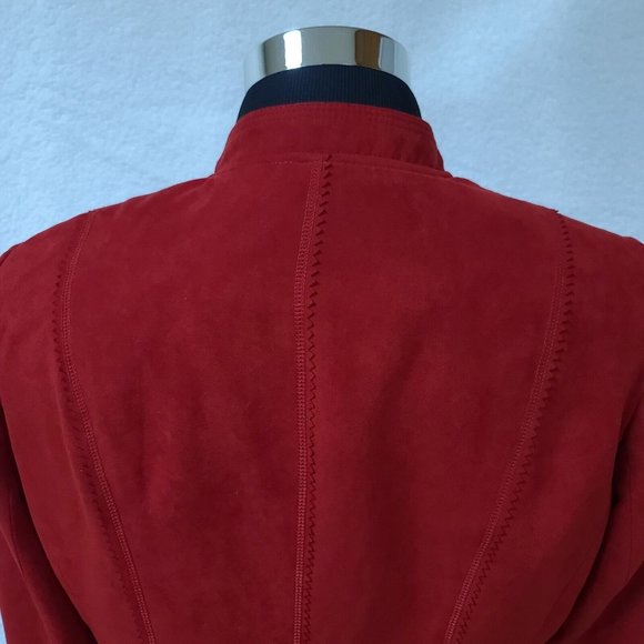 Conrad C Collection Womens 14 Red Faux Suede Full Zip Long Sleeve Jacket - Picture 9 of 16